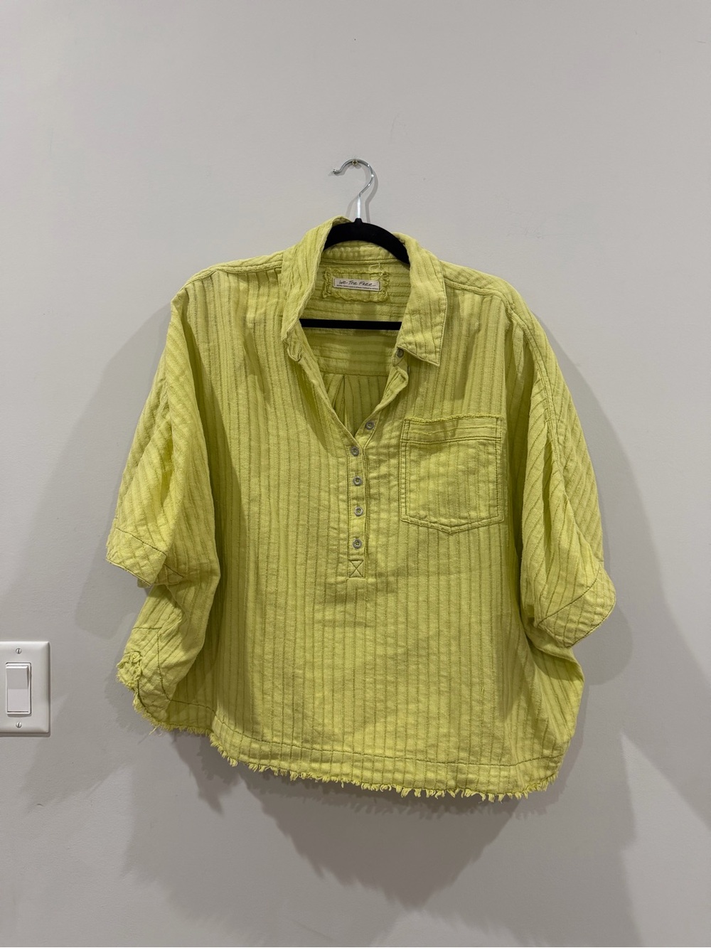 Lime Ribbed Button-Front Pullover Top - Picture 2 of 4